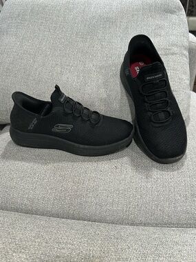Skechers Black Slip-On Sneakers with Red Insole